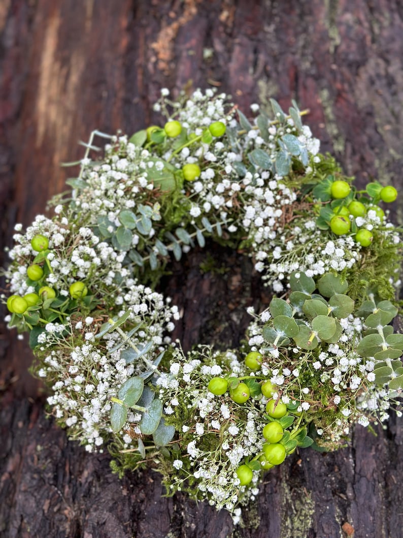 Door wreath moss wreath colorful spring Surprise May wreath grün weiß