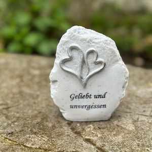 Small grave decoration small stone with inscription and hearts