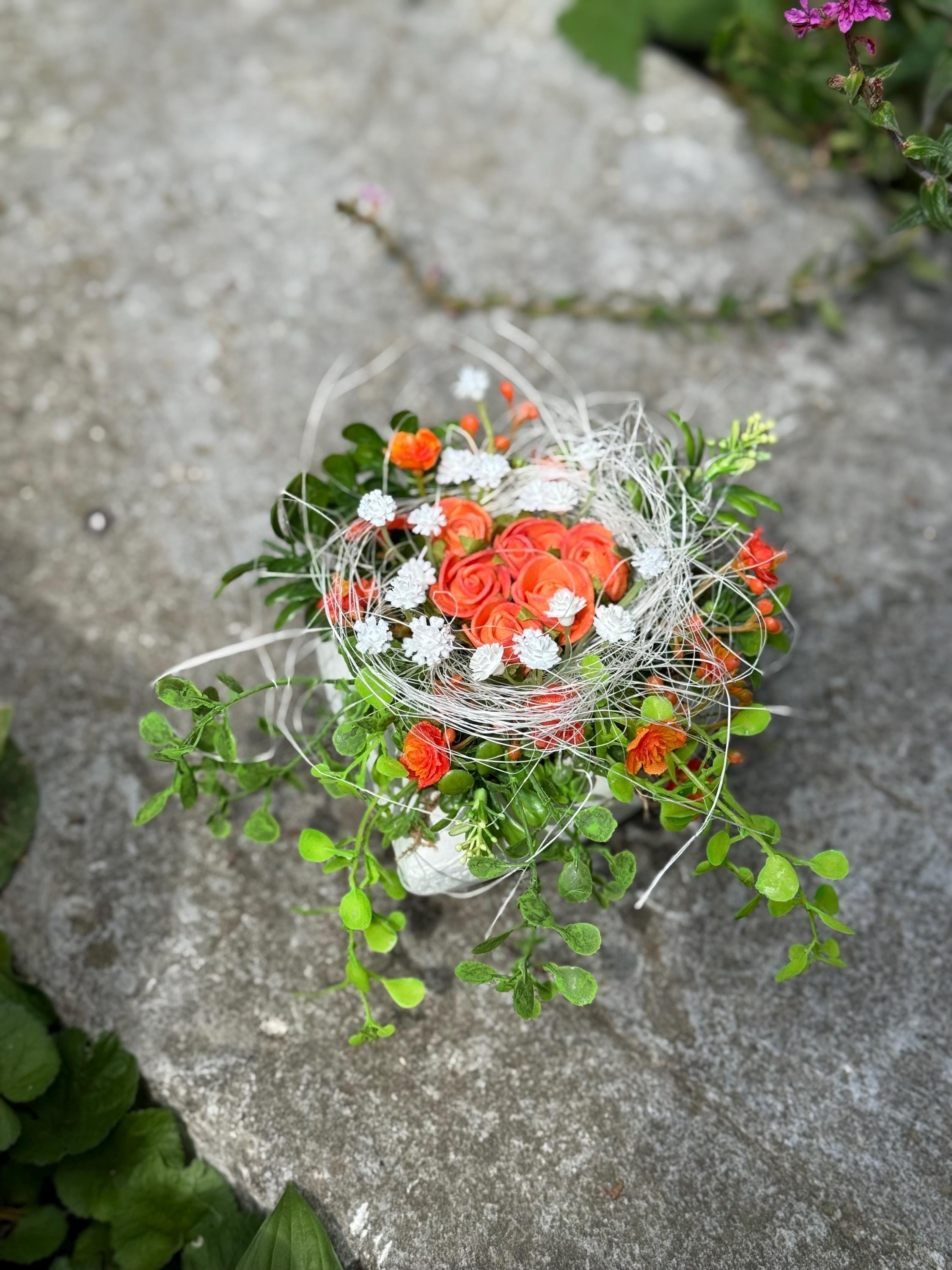 Kleiner Sommer Grabschmuck ,Herz mit Röschen - Etsy.de