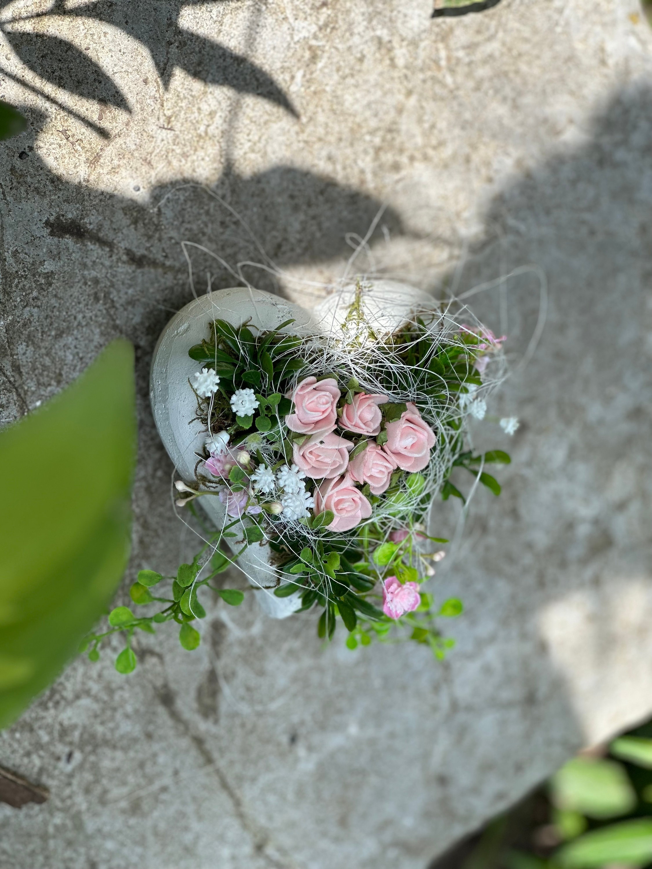Kleiner Sommer Grabschmuck ,Herz mit Röschen - Etsy.de