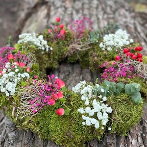 Door wreath moss wreath colorful spring Surprise May wreath image 2