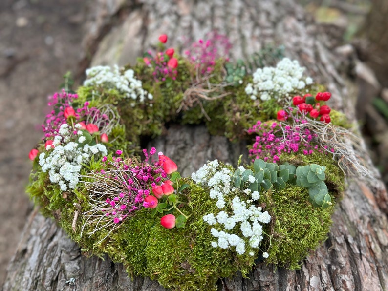 Door wreath moss wreath colorful spring Surprise May wreath image 2