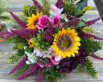 Sonnenblumen Strauß „Sunflower magic „ Herbst Tischdekoration Seidenblumen Muttertag