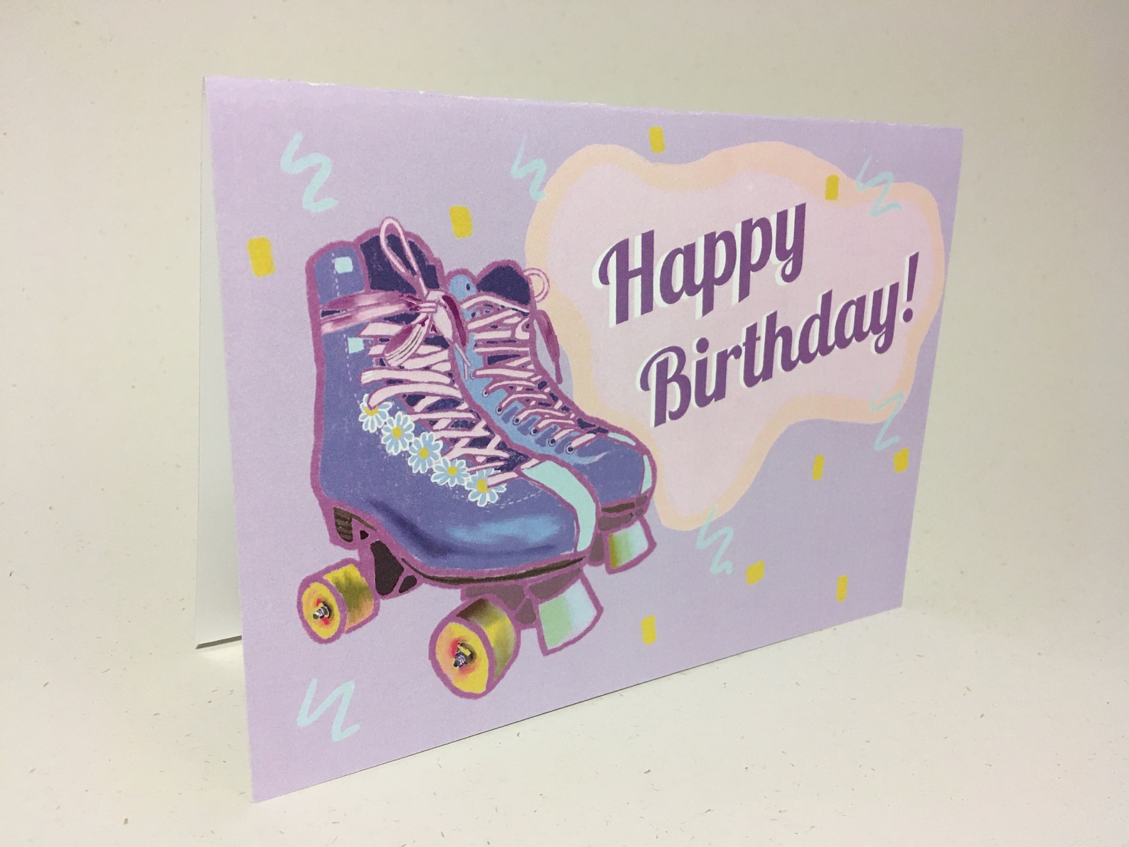 Retro Roller Skates Happy Birthday Printable Greeting Card Etsy