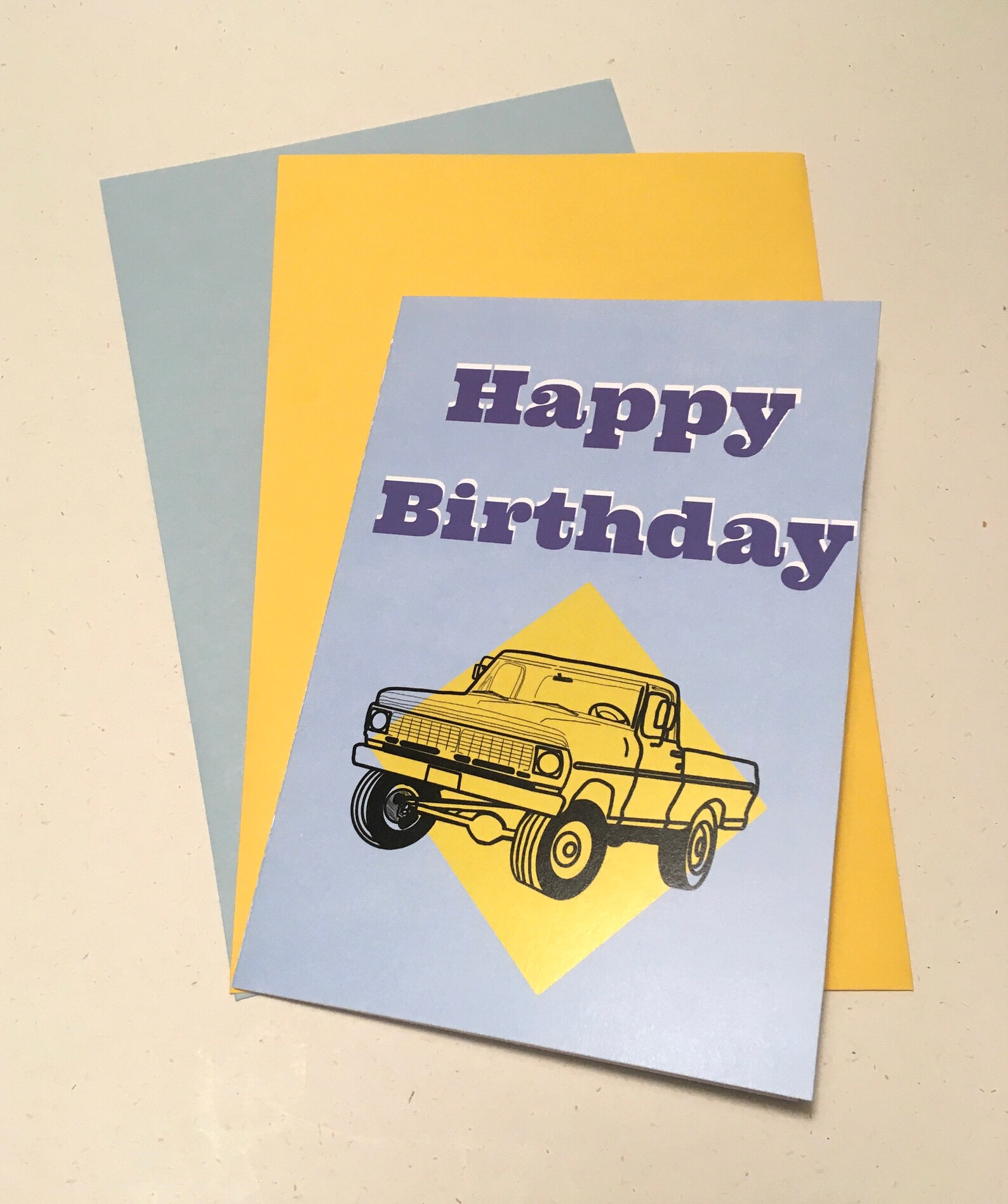 Classic Truck Happy Birthday Printable Greeting Card Etsy