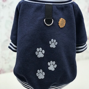 Beautiful dog sweater with paws made of French Terry - Navy / Sweater for dogs with warming inside