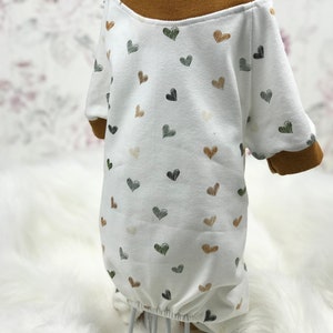 Hunde & Katze Pyjamas aus Jersey/Overall für Hunde und Katze/Hunde-Pyjamas aus Jersey/Schlafanzug für Hunde Herzchen/Ocker