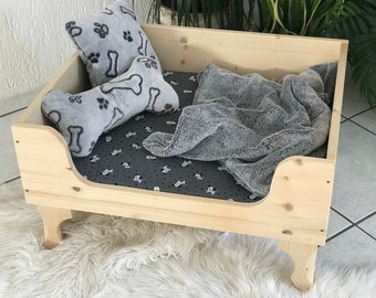 Limited Edition- Hunde Holzbett Vintage ( Schlafplatz Korb 50 x 60 cm )Fichtenholz Bett für Hunde und Katze