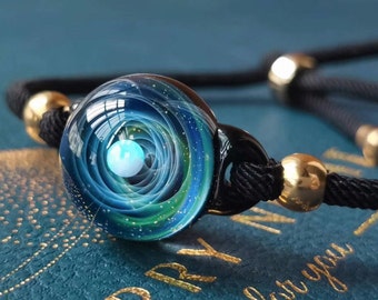 Galaxy Glass Gemstone Pendant/ Bracelet made with Opal, Gold and Silver; Handmade Universe Nebula Jewelry; Cosmic Style Gift for Space Lover