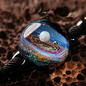 Handcrafted Galaxy Glass Orb Bracelet | Cosmic Jewelry Unique Nebula Pattern Space-Themed Gift | Starry Night Bracelet |Astronomy Lover Gift