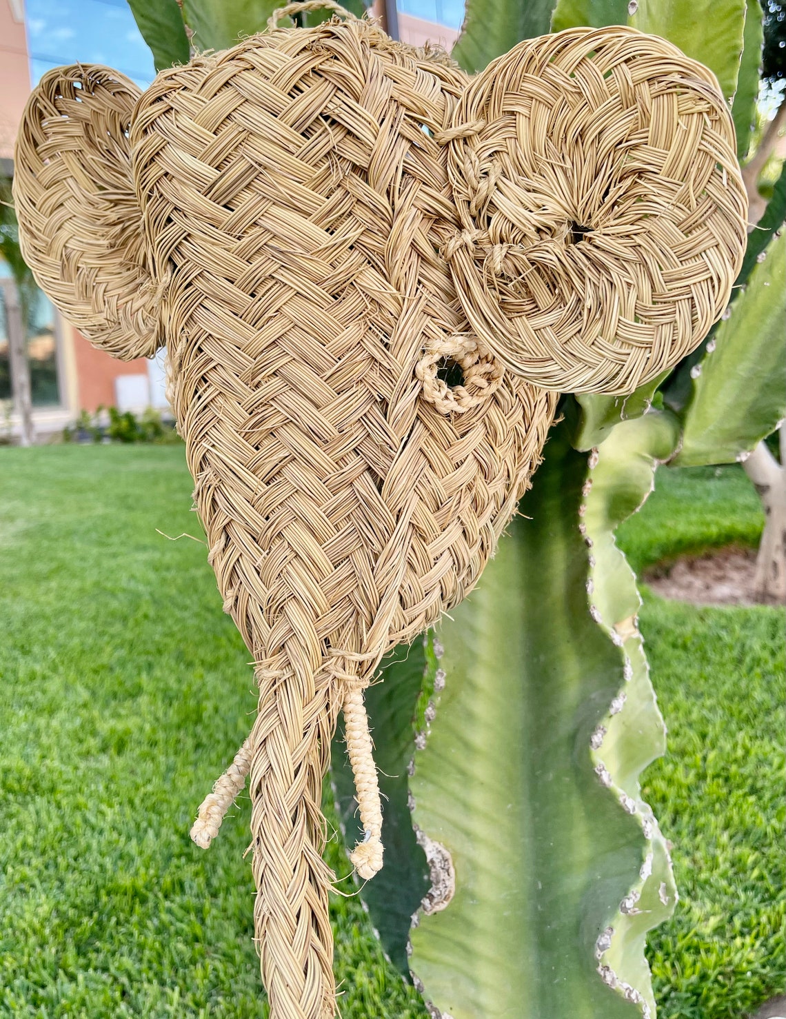 Handwoven Rattan Decor Wicker Elephant Mask From Morocco Etsy