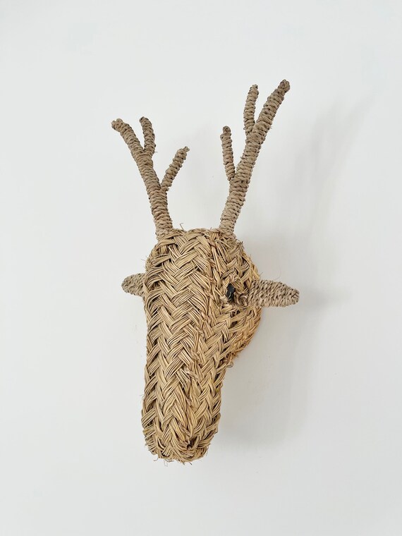 Handwoven Rattan Decor Wicker Animal Head Wall Hanging Decor Etsy