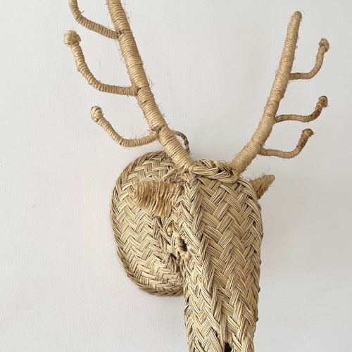 Handwoven Rattan Decor Wicker Cow Mask Wall Hanging From Etsy