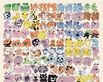 Pokemon - the Original 151 Pocket Monsters Art Poster - Generation