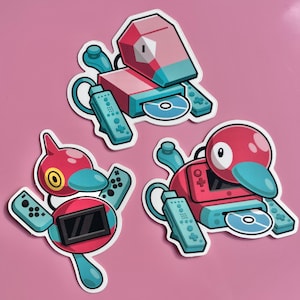 Set di adesivi Porygon Wii Pokemon - Adesivo in vinile fustellato 2,6" Nintendo