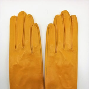 yellow gloves, natural leather gloves, women’s gloves, italian gloves, elegant gloves, gloves for ceremony, kid gloves, chic fashion gloves