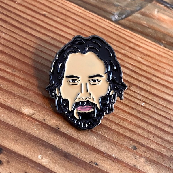Keanu Reeves Face Enamel Pin with Rubber Backing