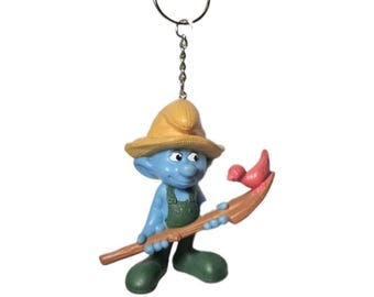 Smurf Collectable - "Farmer Smurf" - Figurine Handmade Custom Keychain