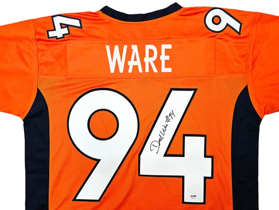 Denver Broncos Demarcus Ware Autographed Orange & Blue Jersey 