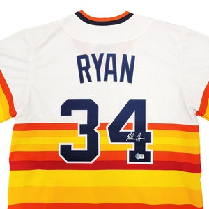 NEW Nolan Ryan Houston Astros Orange Rainbow Pull-Over Baseball Jersey  LARGE
