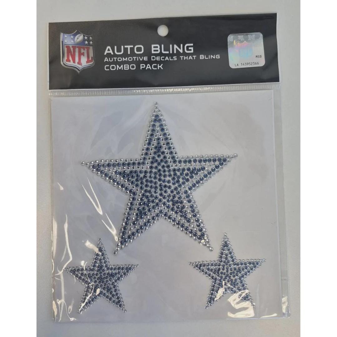 Dallas Cowboys Rhinestone Star Decals, NFL Bling Auto Sticker Set (3 ...