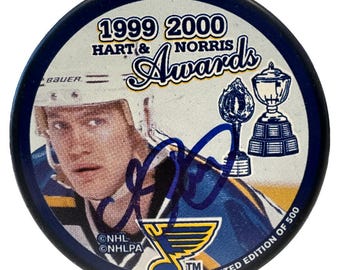 Chris Pronger Autographed St. Louis Blues Hockey Puck | 1999-2000 Hart & Norris Trophy Limited Edition of 500 | Signed NHL Collectible