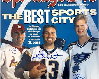 St. Louis Legends Autographed Photo | Jim Edmonds Kurt Warner Chris Pronger Signed 11x14 | Limited Edition COA Sports Memorabilia