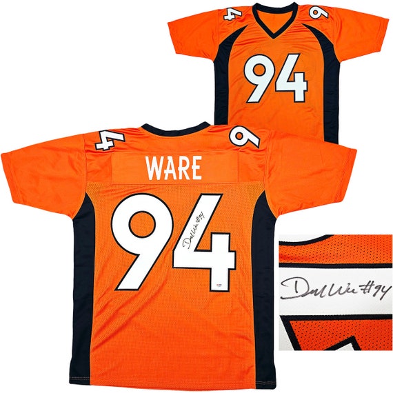 Denver Broncos Demarcus Ware Autographed Orange Blue Jersey
