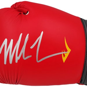 Mike Tyson Signed Red Everlast Boxing Glove Left Hand In Silver