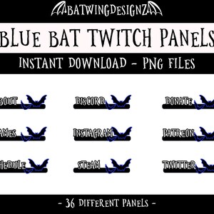 Blue Bat Twitch Panels | Spooky Halloween Gamer Links
