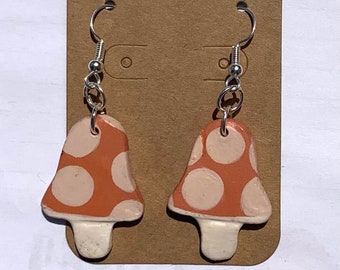Brown Mushroom Clay Earrings