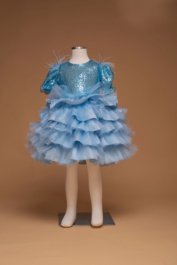 Ice Blue Winter Wonderland Sequin Dress for Birthday Party Dress for First Birthday Summer Birthday Dress Etsy