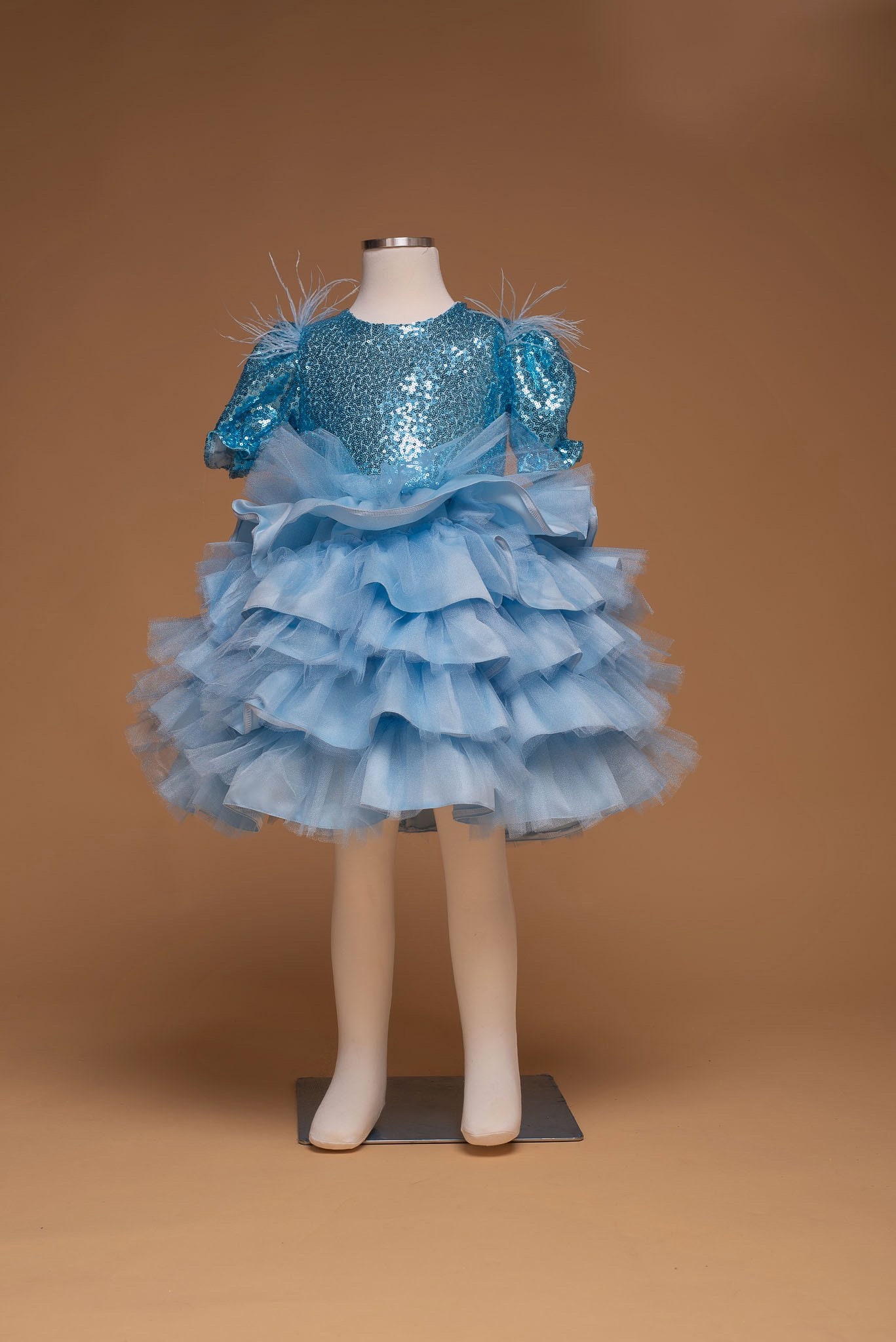 Ice blue Winter wonderland sequin dress for birthday party dress for first birthday summer birthday dress