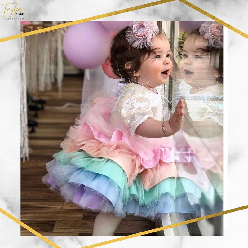 Terry Stuff Dress For Baby Girl In Unicorn Print Aqua Color main image 1