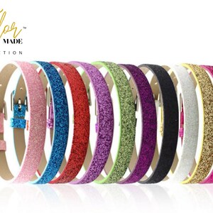 8mm Wristbands Bracelets for 8mm Slide Letters Mix Colors for Jewelry Making DIY Craft 10 Colors (PU Leather Slide)