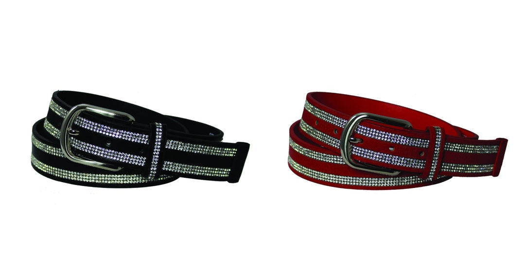 Women's PU Leather Crystal Belt 2 Colors Etsy