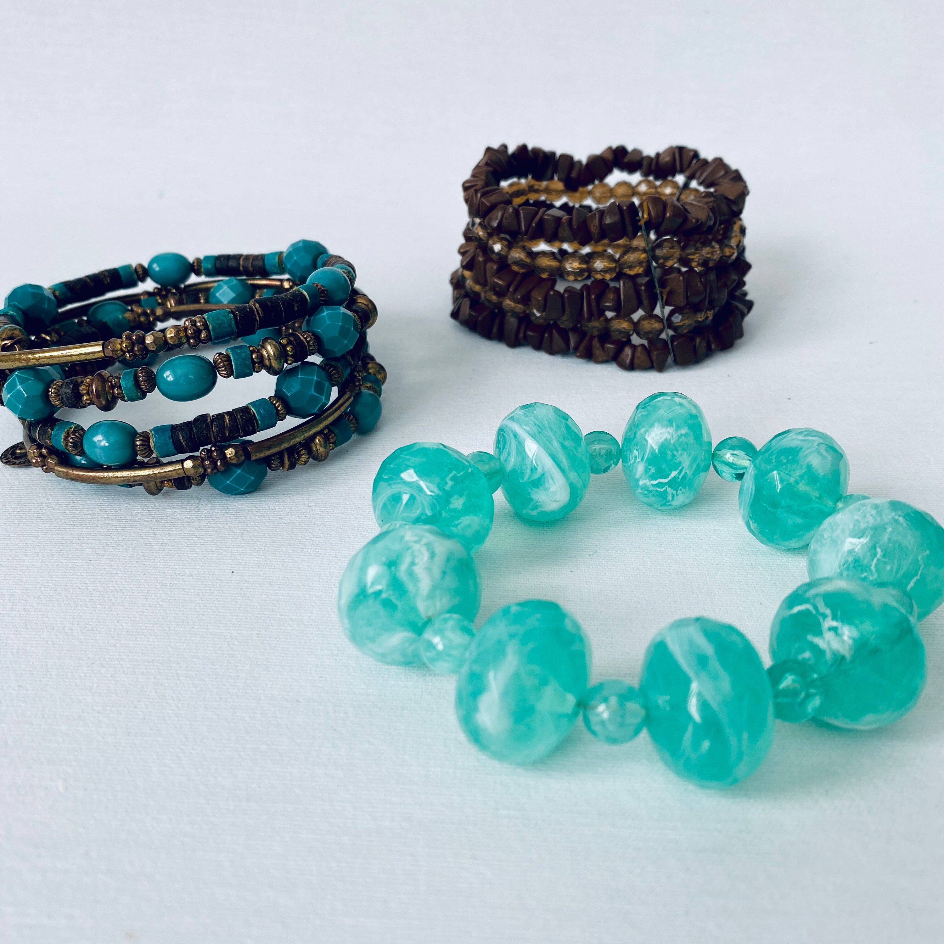 Beaded bracelet set of 3 piece boho hippie style