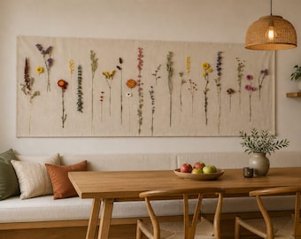 Personalized flower wall hanging with real dried flowers - Handmade gift from the Netherlands with name - Natural wall decor - Handmade