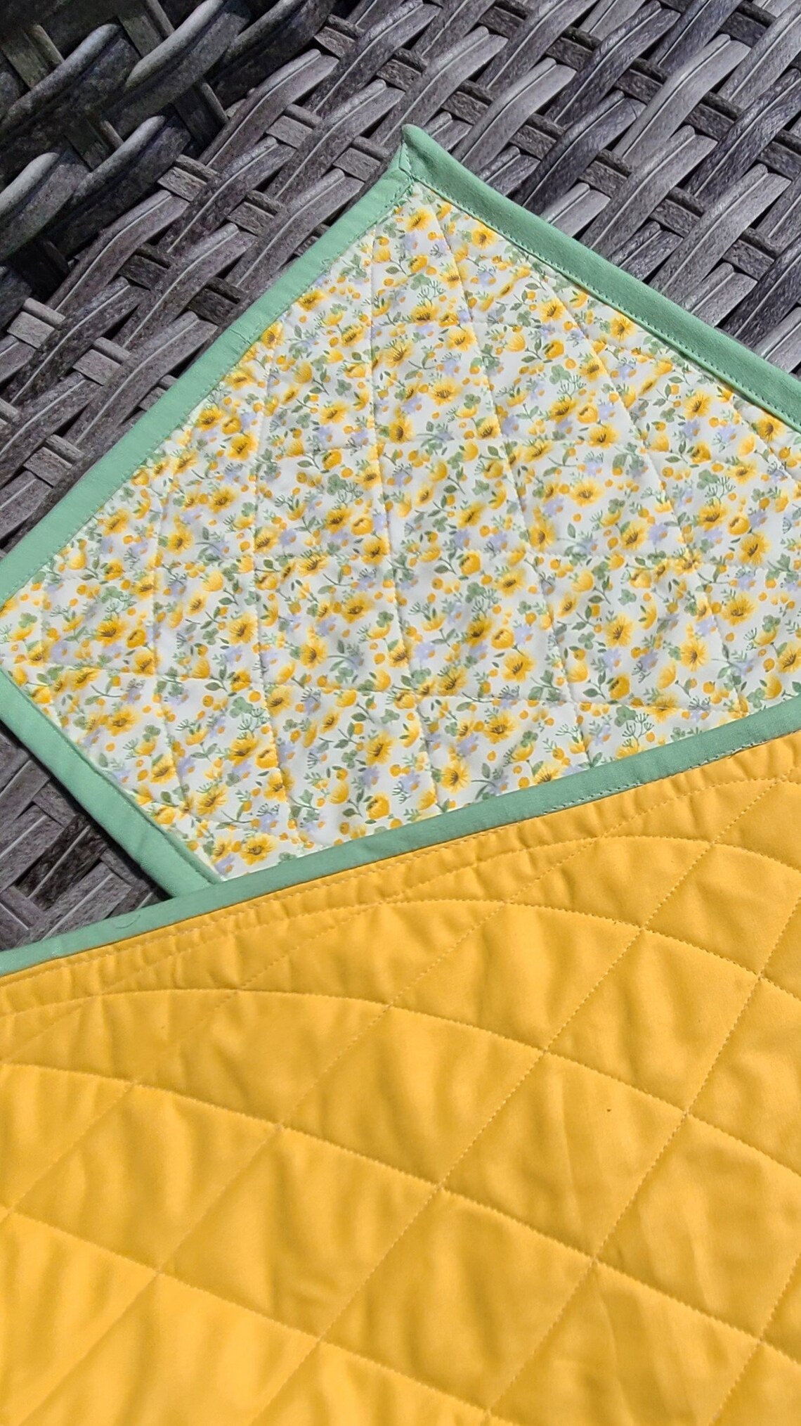 Summer Placemats pair of quilted Sunflowers reversible and Etsy