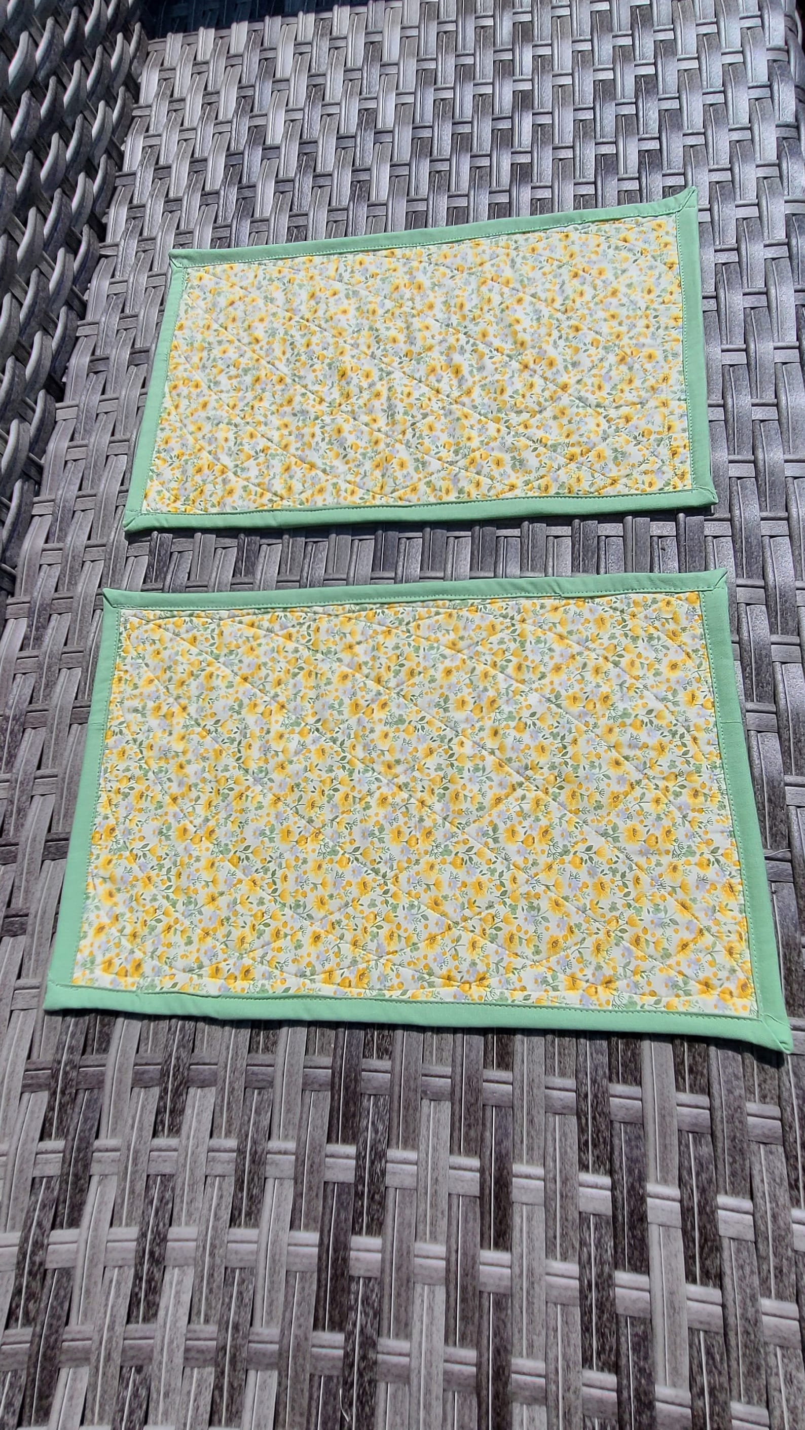 Summer Placemats pair of quilted Sunflowers reversible and Etsy