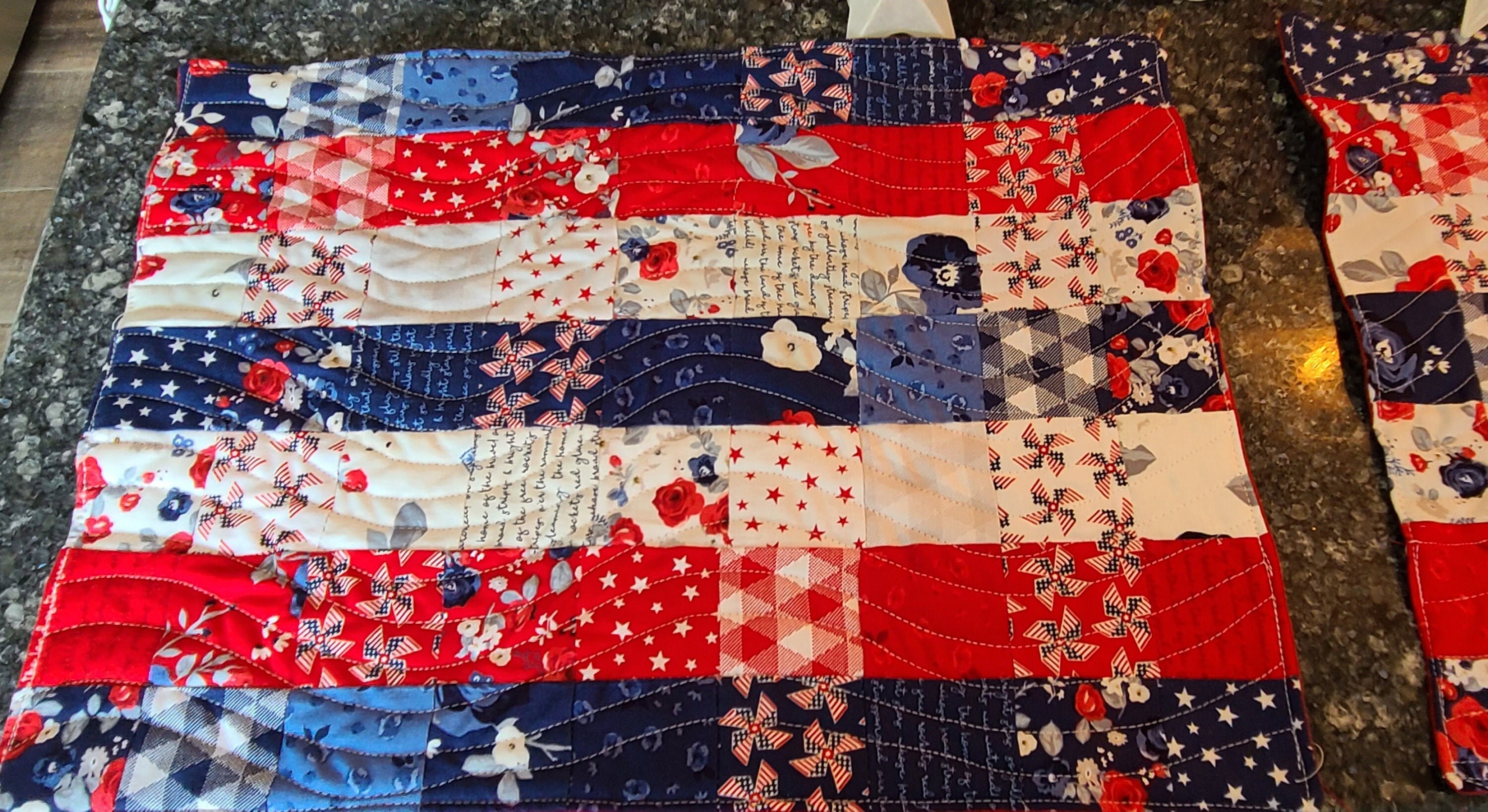 Patriotic Quilted Placemats Wavy Etsy