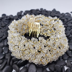 Golden Bridal Headband, jeweled headband, gold wedding headband, bridal hair piece, wedding hair piece, unique bridal headpiece.