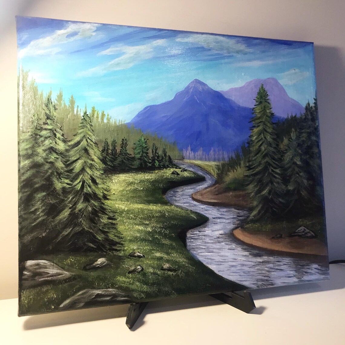 River Flows Acrylic Landscape Painting Etsy