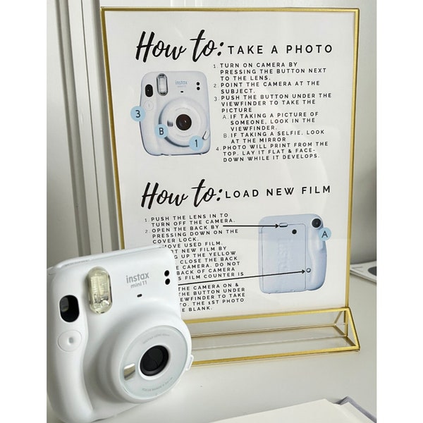 Instax Mini 11 Polaroid Camera Instructions for Wedding Bachelorette Bridal Shower Guest Book, Easy Instant Cam  How-To - DIGITAL FILE