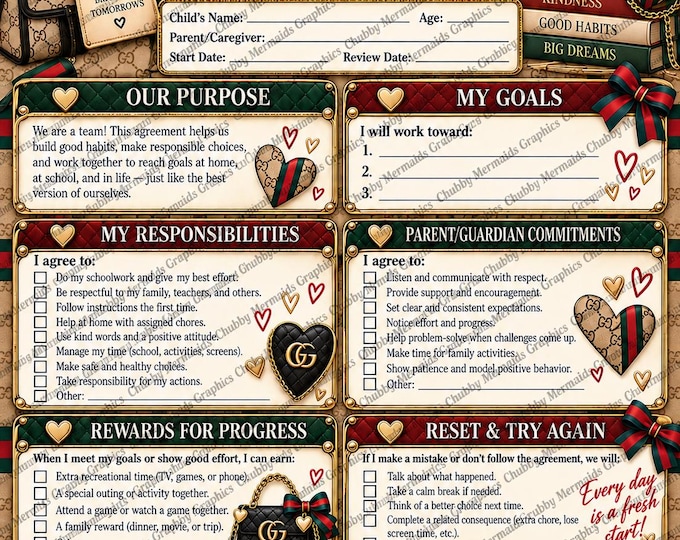Gucci-Inspired Parent & Child Contract | Tween Responsibility Agreement (Digital Download)