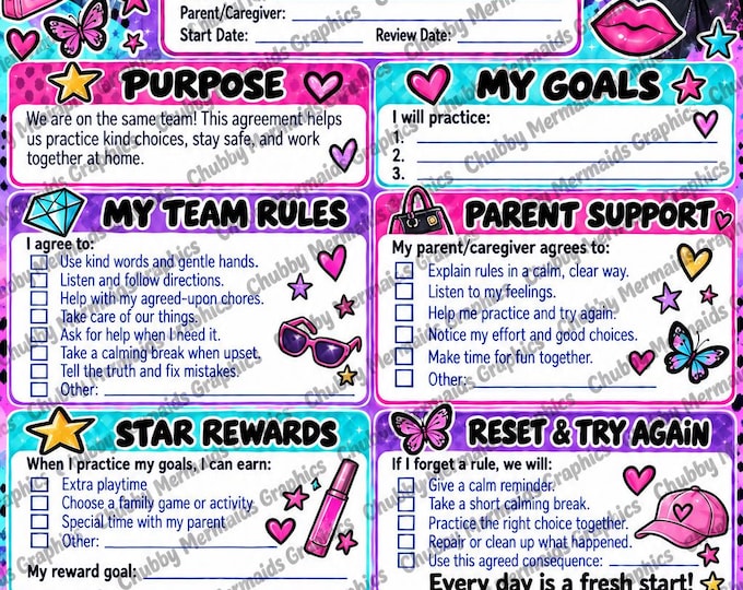 Bratz-Themed Behavior Contract for Kids Ages 6-10 | Parent-Child Agreement (PDF Download)