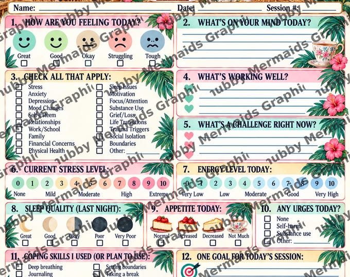Golden Girls Therapy Check-In Printable | Retro Miami Mental Health Worksheet (Digital Download)