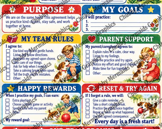 Dick, Jane & Spot Behavior Contract | Vintage Style Family Agreement (PDF)
