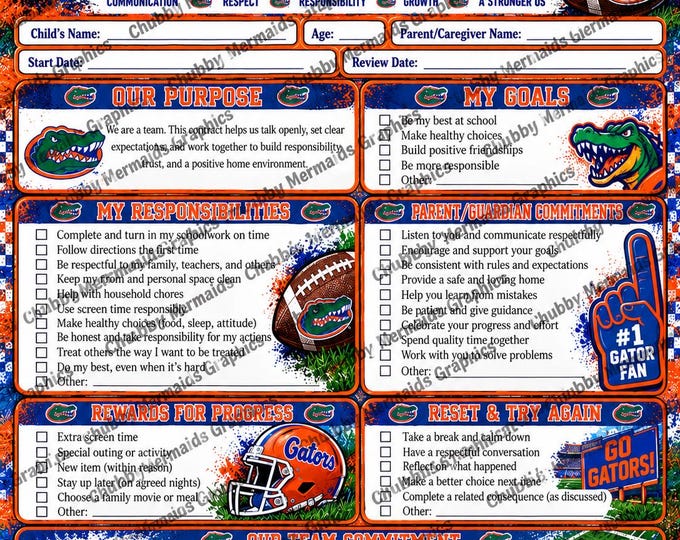 Florida Gators Parent-Child Contract | Football Family Rules (Digital Download)