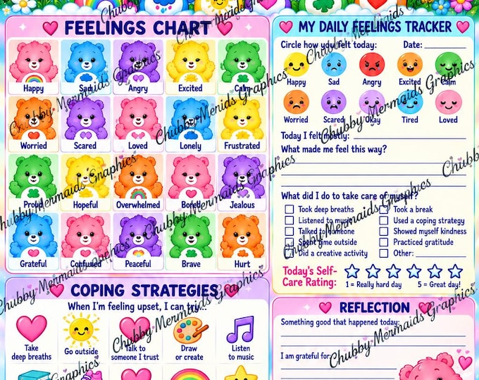 Feelings Chart & Daily Tracker for Kids | SEL Coping Skills Worksheet (PDF)